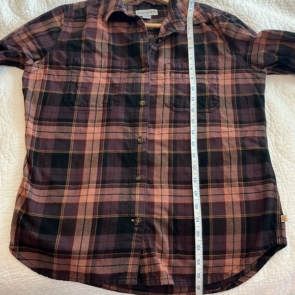 Carhartt Rugged Flex Hamilton Shirt Plaid Flannel Button Up Port Purple Medium - Picture 5 of 6